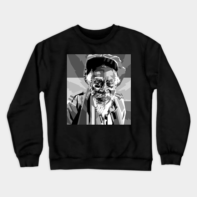 Bunny Wailer Grayscale Portrait Pop Art Crewneck Sweatshirt by RJWLTG